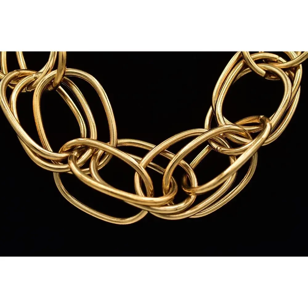 Vintage Heavy Chain Necklace Gold Tone Triple Curb Linked Chunky 1980s BinBD